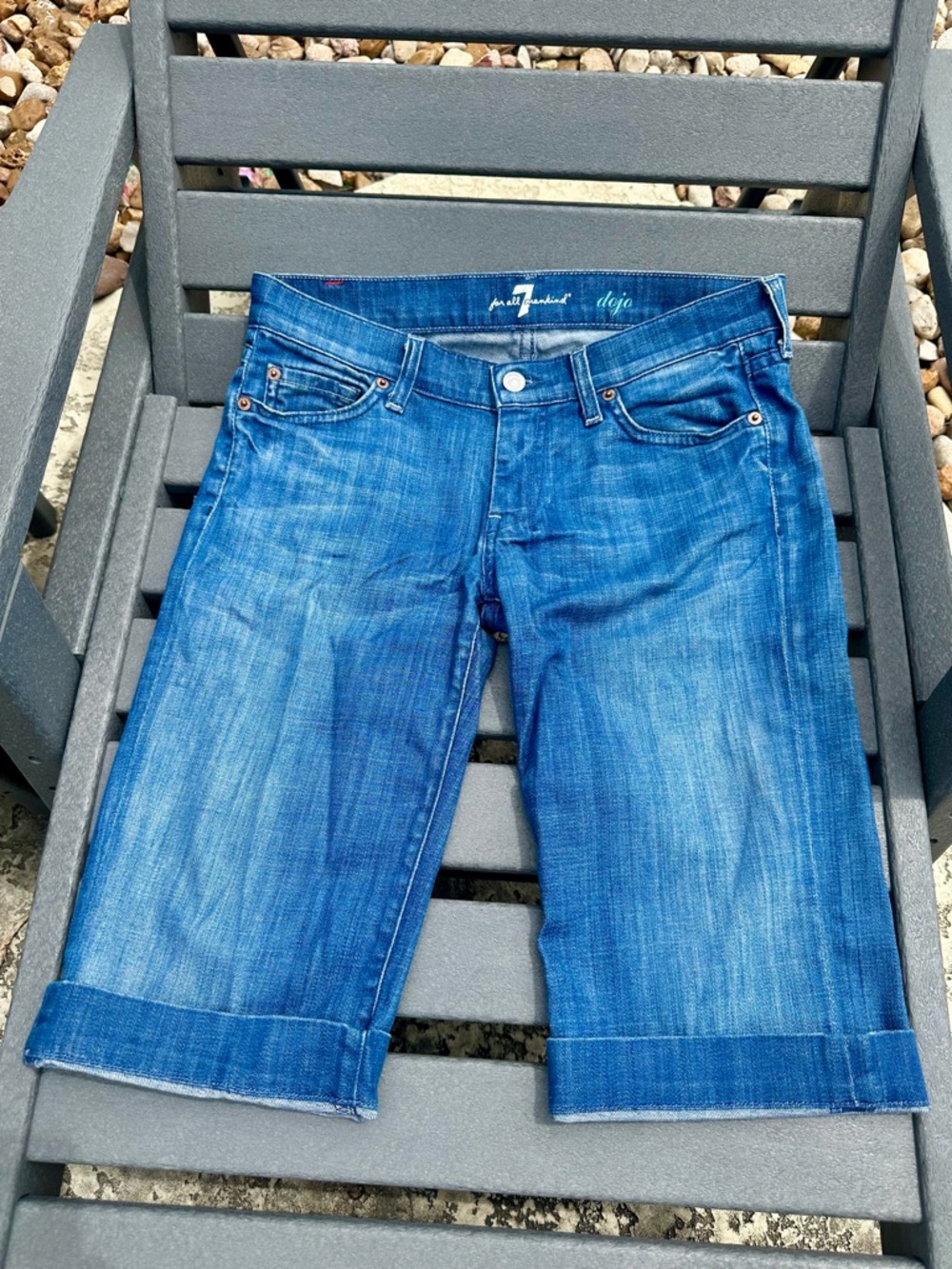 Seven Jeans Bermuda Shorts Women Size 28 light denim Wash Cuffed Denim